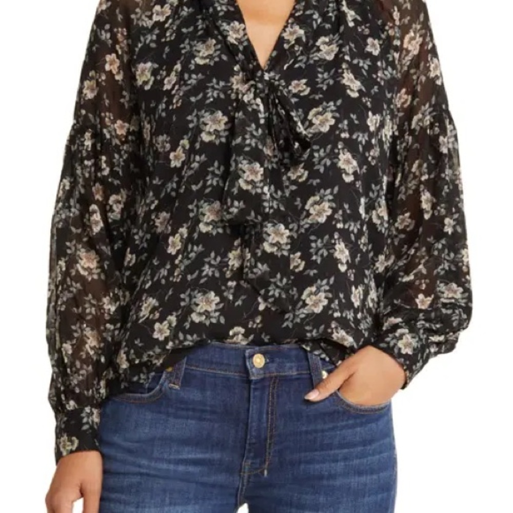 Floral Black Sheer Women's Top